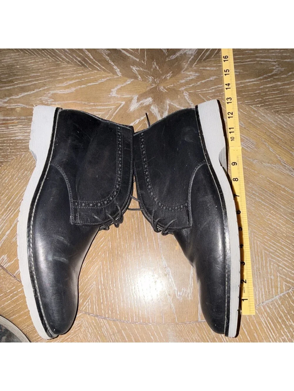 Johnston & Murphy Men's Black Leather Chukka Ankle Boots Lace Up Round Toe 10 M